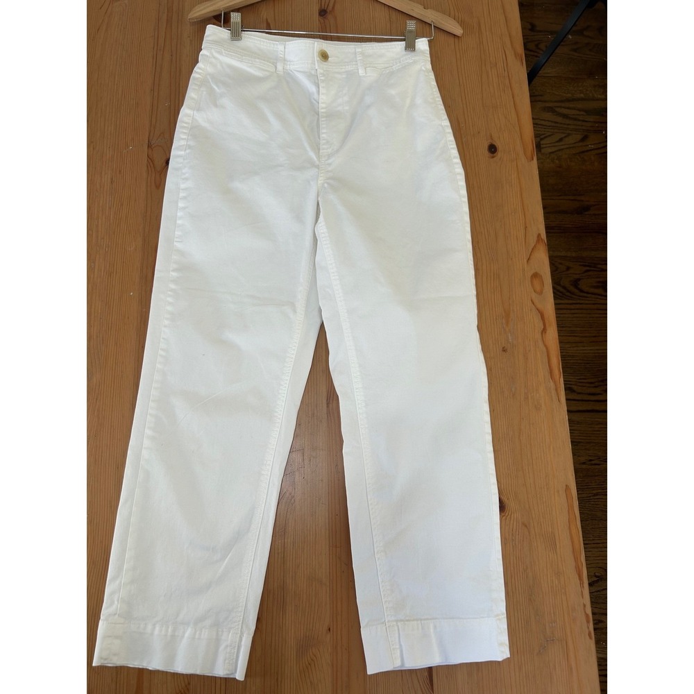 Everlane Women 6 White High Rise Straight Leg Cotton Quiet Luxury Neutral Pants
